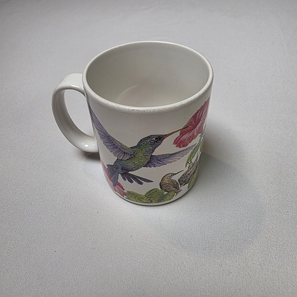 The Grand Effect Other - The Grand Effect Hummingbirds Coffee Mug Carolynn Roche White Floral Vintage